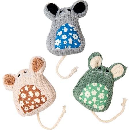 Souris Purrl Beige, gris ou vert 11cm - Jack and Vanilla