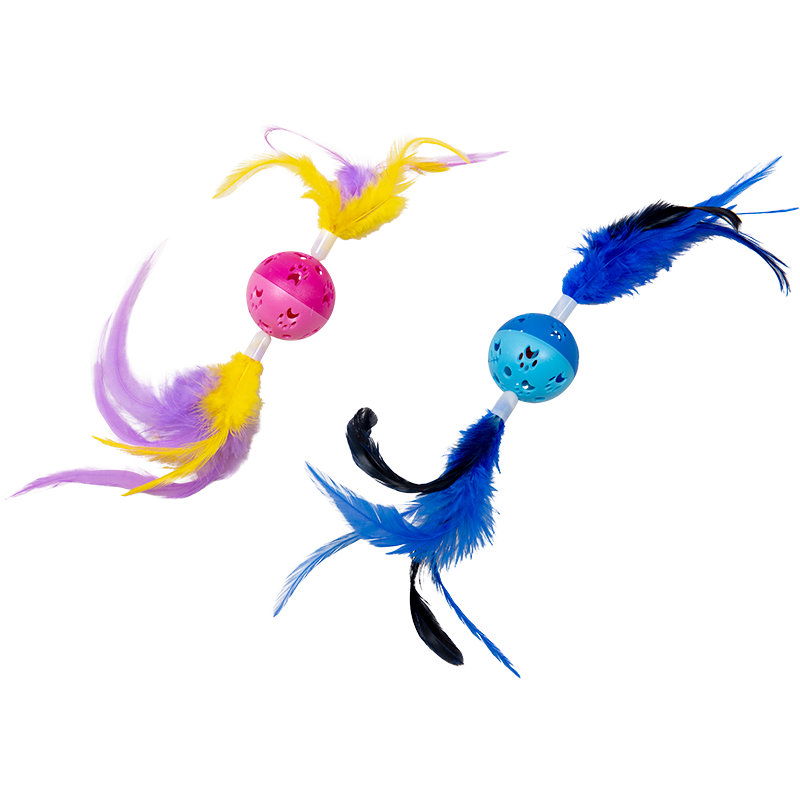 Balle avec plume Cat Toys Bleu ou rose 36cm - Jack and Vanilla