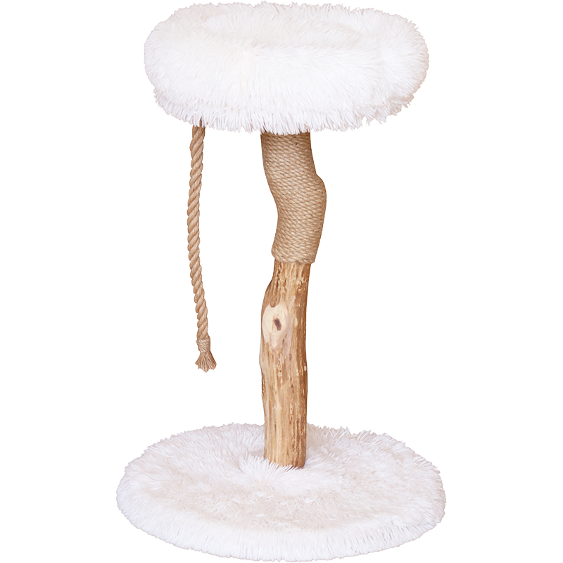 Cat Tree Alaska avec panier peluche Blanc 50x50x80cm - Animal Boulevard