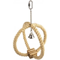 Corde à anneaux en sisal & bloc bbq & cloche beige 33x22x22cm - Duvo+ à 16,95 € - Duvo + - 13563 - Jouets