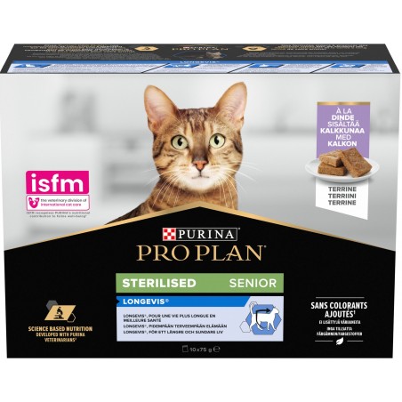 Sterilised Senior Longevis - Terrine à la dinde 10x75gr - Pro Plan à 14,50 € - Purina - 12514246 - Pro Plan