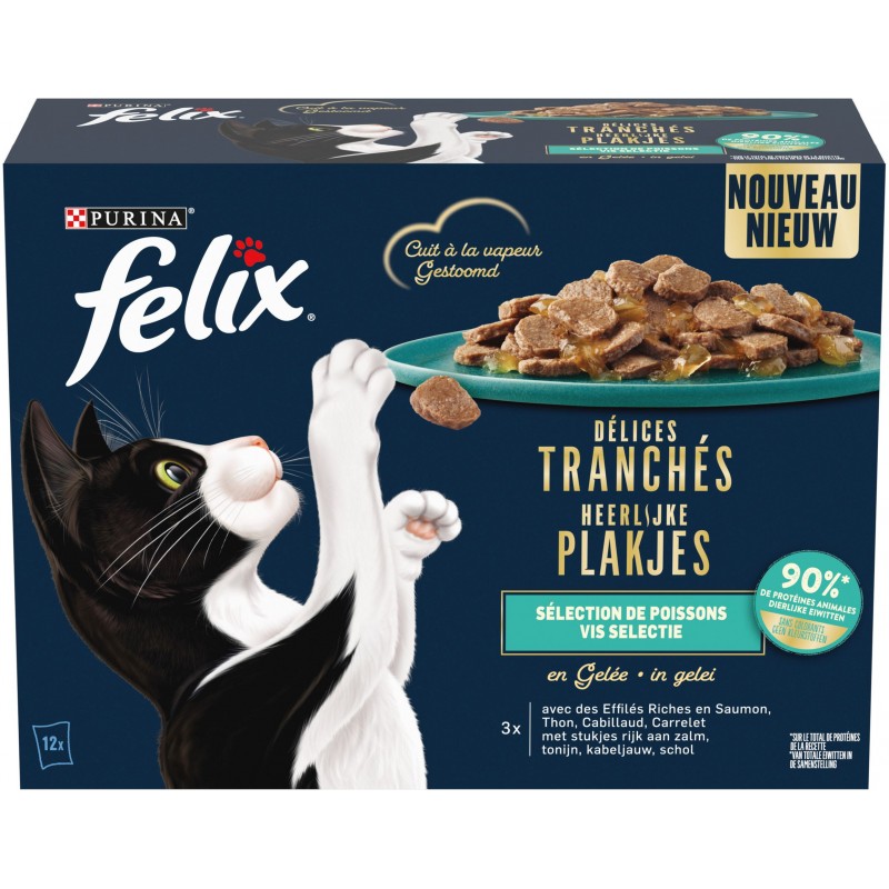 Délices Tranchés - Sélection de poissons en gelée 12x80gr - Felix