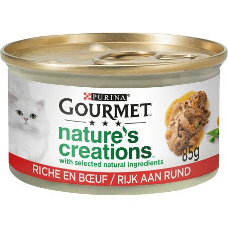 Nature's Créations - Au Boeuf 85gr - Gourmet à 1,35 € - Purina - 12425599 - Gourmet