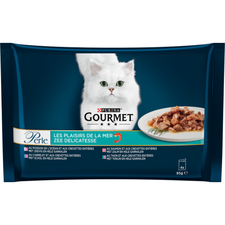 Perle - Les plaisirs de la mer 4x85gr - Gourmet à 4,15 € - Purina - 12533935 - Gourmet