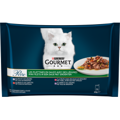 Perle - Les filettines avec des légumes 4x85gr - Gourmet à 4,15 € - Purina - 12486563 - Gourmet