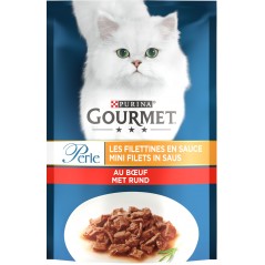 Perle - Les filettines en Sauce au boeuf 85gr - Gourmet à 1,30 € - Purina - 12486269 - Gourmet