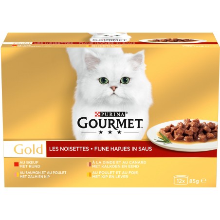 Gold - Les noisettes en sauce 12x85gr - Gourmet à 10,55 € - Purina - 12132152 - Gourmet