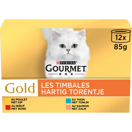 Gold - Les timbales viande 12x85gr - Gourmet à 10,55 € - Purina - 12297459 - Gourmet