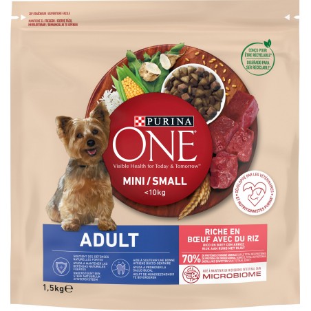 Mini -10kg Adult - Riche en boeuf avec du riz 1,5kg - One à 9,00 € - Purina - 12418136 - One