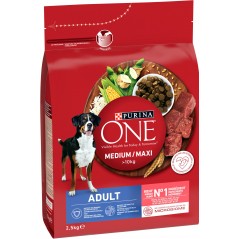 Medium/Maxi +10kg Adult - Riche en boeuf avec du riz 2,5kg - One à 14,75 € - Purina - 12340639 - One