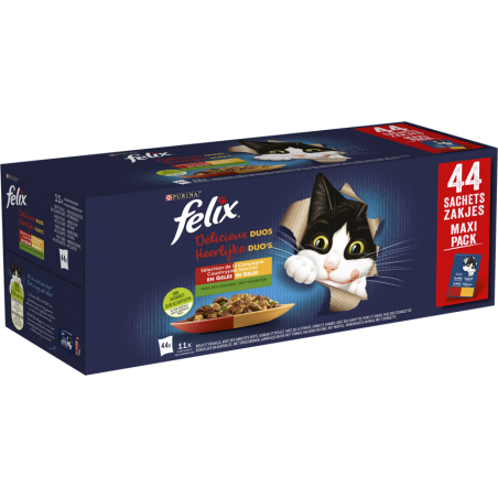 Délicieux Duos - Sélection mixte en gelée 44x85gr - Felix à 24,00 € - Purina - 12500819 - Felix