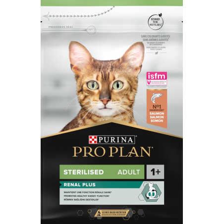 Adult Sterilised Renal Plus - Riche en saumon 3kg - Pro Plan à 38,15 € - Purina - 12369085 - Pro Plan