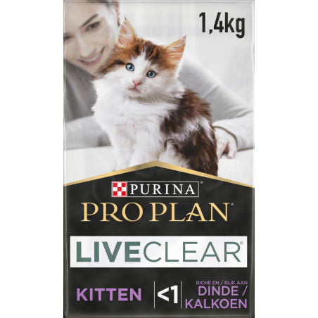 Kitten Sterilised LiveClear à la dinde 1,4kg - Pro Plan à 30,60 € - Purina - 12466185 - Pro Plan