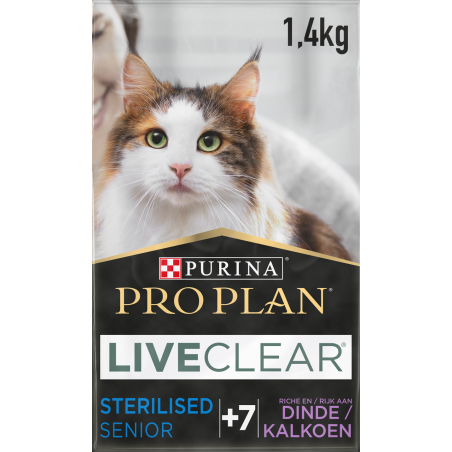 Senior LiveClear Sterilised 7+ à la dinde 1,4kg - Pro Plan à 30,60 € - Purina - 12466177 - Pro Plan