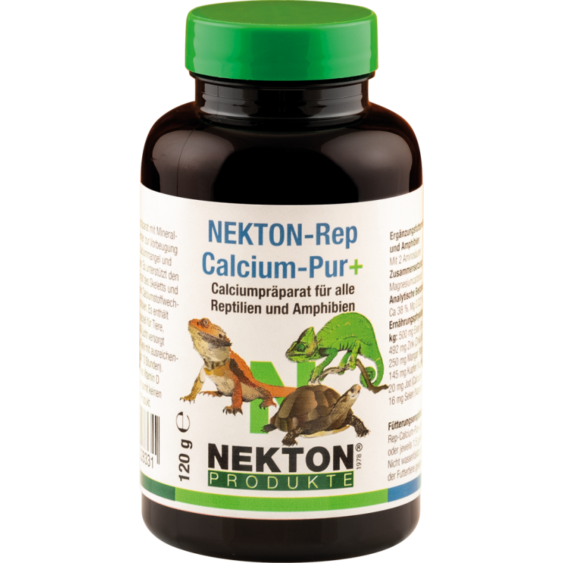 Nekton-Rep-Calcium-Pur+ 120gr - Convient aux reptiles et aux amphibiens - Nekton