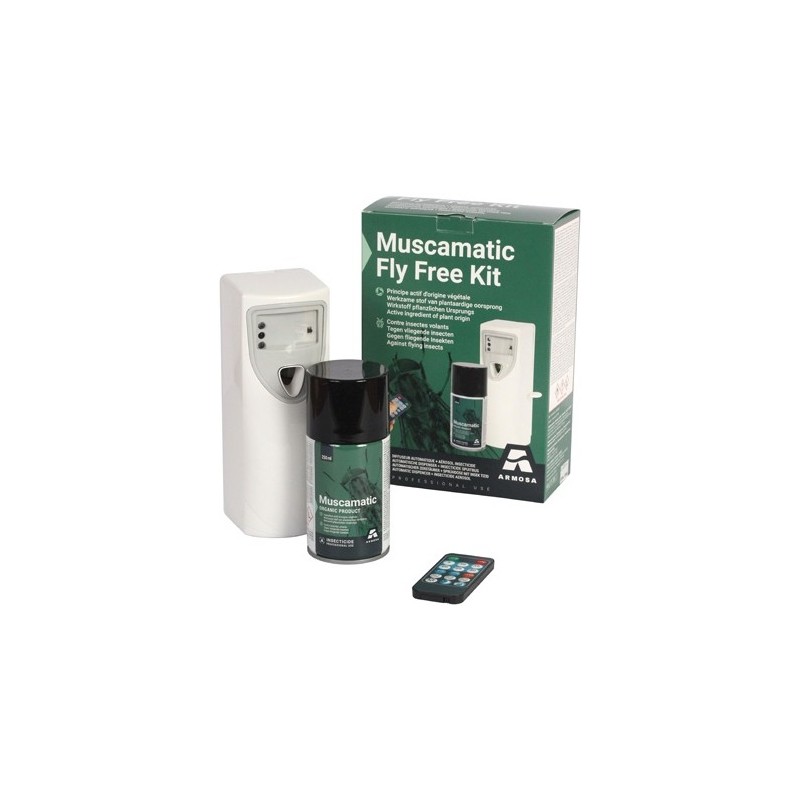 Kit de diffusion automatique d’insecticides Muscamatic Fly Free - Armosa