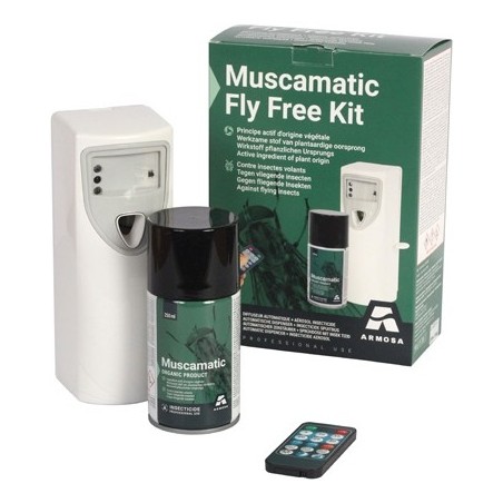 Kit de diffusion automatique d’insecticides Muscamatic Fly Free - Armosa à 59,45 € - ARMOSA - 2IN005002 - Diffuseur automatique