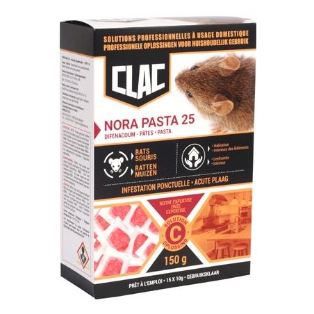 Clac Nora Pasta 25 pâtés 15x10gr - Armosa à 7,45 € - ARMOSA - RD-DIF-21009 - Nuisibles