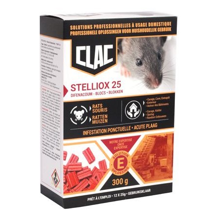 Clac Stelliox 25 Blocs 12x25gr - Armosa à 15,45 € - ARMOSA - RD-DIF-90002 - Nuisibles