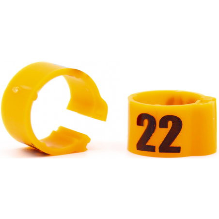 E-Z Bagues à clips numérotés 1 à 25 - Taille: 8mm - Couleur Orange Fluo