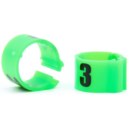 E-Z Bagues à clips numérotés 1 à 25 - Taille: 8mm - Couleur Vert Fluo