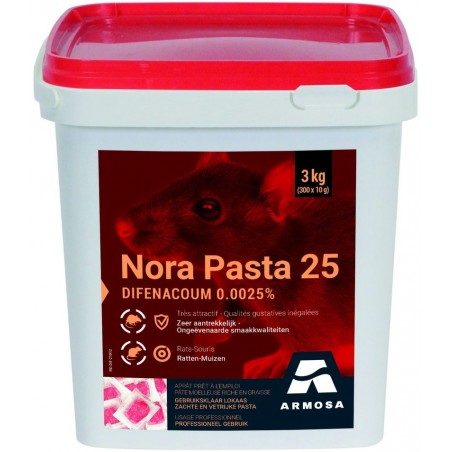 Nora Pasta 25 - Extermine tous les rats et souris 3kg - Armosa à 39,95 € - ARMOSA - RD-DIF-21012 - Nuisibles