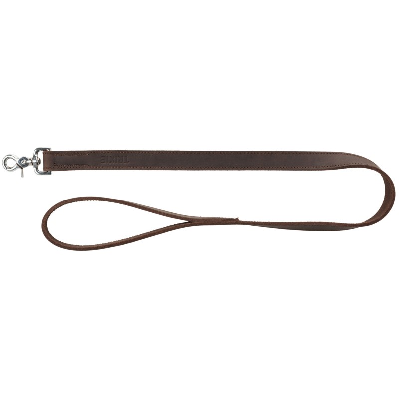 Laisse en cuir ciré et vielli Rustic M-L 1m/20mm Brun Foncé - Trixie