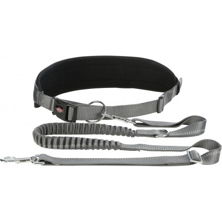 Ceinture ventrale avec laisse pour chiens de moyenne et grande taille 1,20-1,50m/25mm gris graphique/noir - Trixie