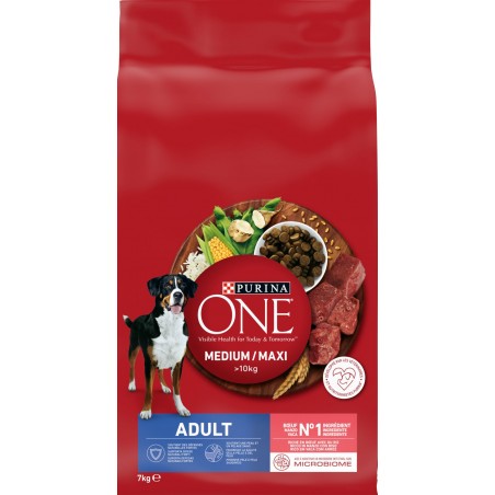 Medium/Maxi 10kg Adult - Riche en boeuf avec du riz 7kg - One à 36,80 € - Purina - 12520652 - Purina