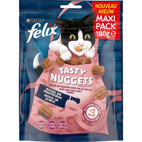 Tasty Nuggets Riche en Saumon avec de la truite 180gr - Felix à 4,95 € - Purina - 12534350 - Felix