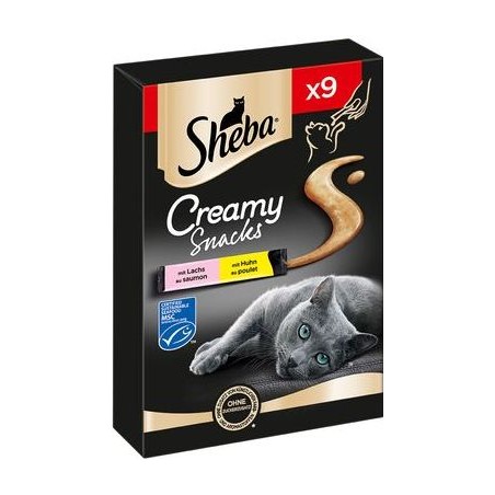 Creamy Snacks Au Saumon et Poulet 9x - Sheba à 6,60 € - Sheba - 462579 - Sheba