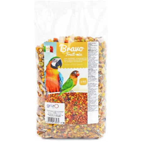 Bravo Fruit-mix grossier pour perruches et perroquets 1kg à 7,50 € - Grizo - 102030010 - Perruches