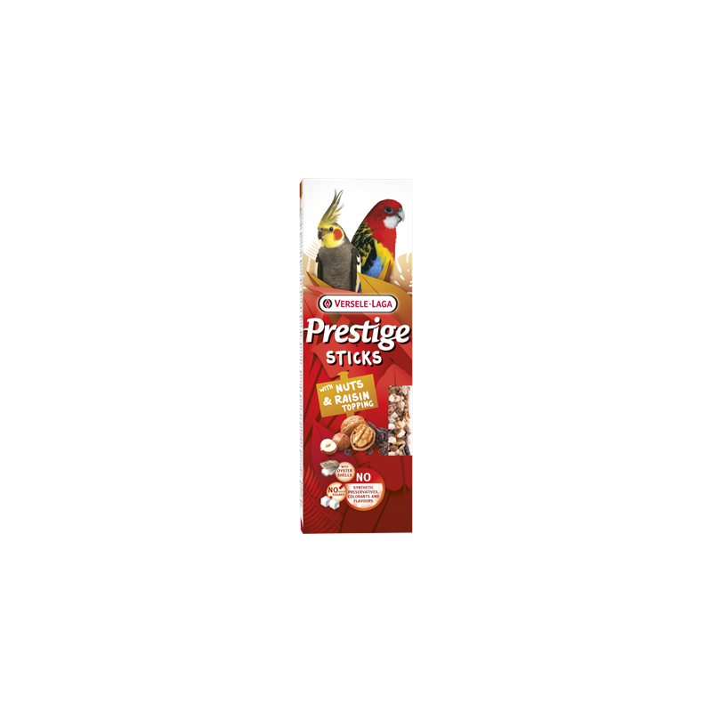 Sticks Grandes Perruches avec Noix & Garniture de Raisins - 2pcs 140gr - Sticks de graines très variés