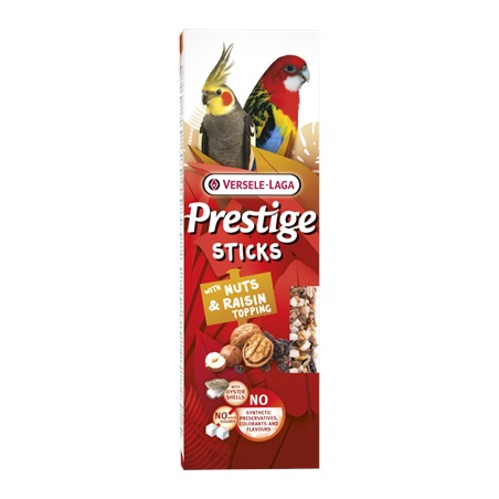 Sticks Grandes Perruches avec Noix & Garniture de Raisins - 2pcs 140gr - Sticks de graines très variés à 4,00 € - Versele-Lag...