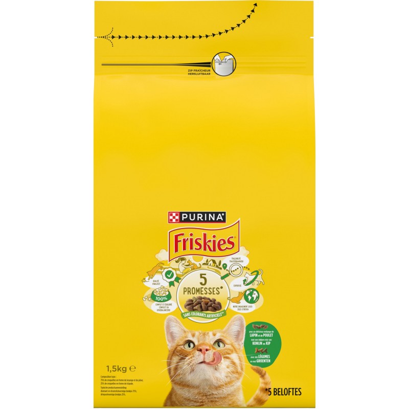 Chat Adult Lapin, Poulet et Légumes 1,5kg - Friskies