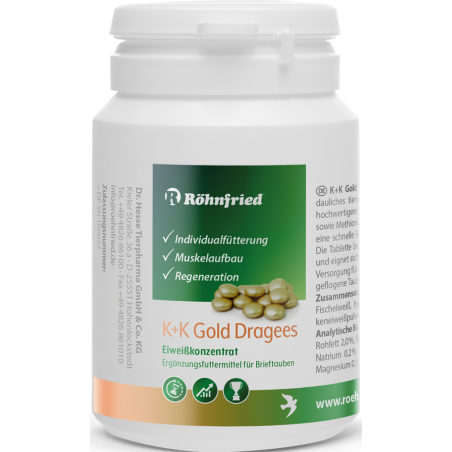 K+K Gold Dragées 100tabs - Röhnfried à 16,30 € - Röhnfried - Dr Hesse Tierpharma GmbH & Co - 79163 - Complément Alimentaire