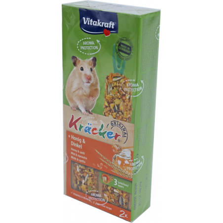 Rongeur miel/épeautre cracker hamster, 2en1 - Vitakraft à 3,65 € - Gebr. de Boon - 0193594 - Crackers - Sticks