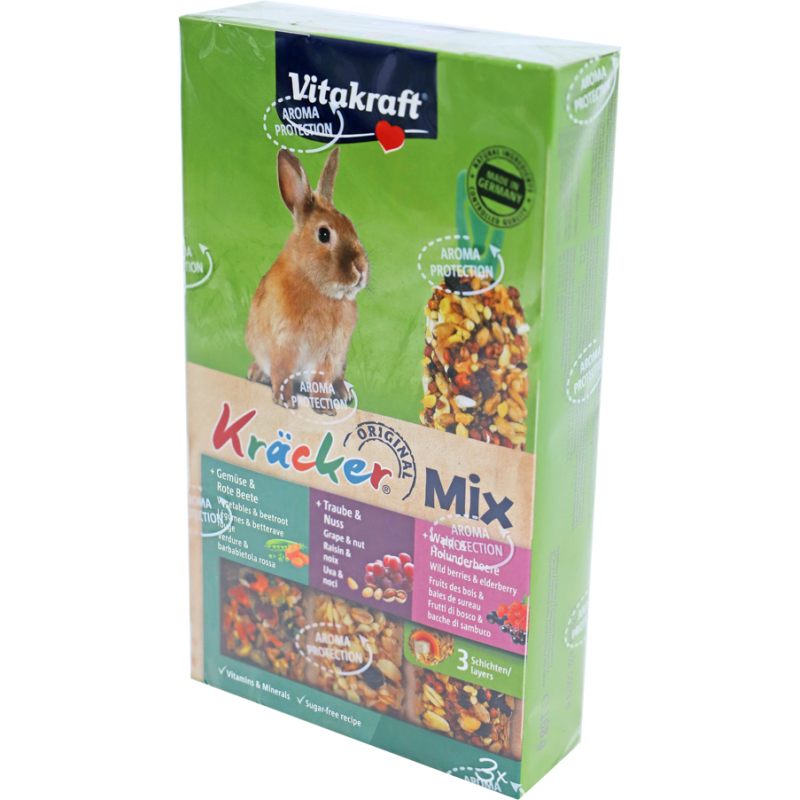 Rongeur Mix légume/betterave-raisin/noix-myrtille/sureau-cracker lapin nain 3en1 - Vitakraft