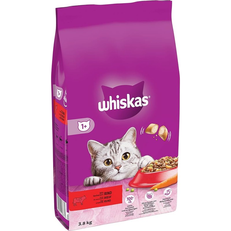 Adult 1+ Délicieuses croquettes fourrées au Boeuf 3,8kg - Whiskas