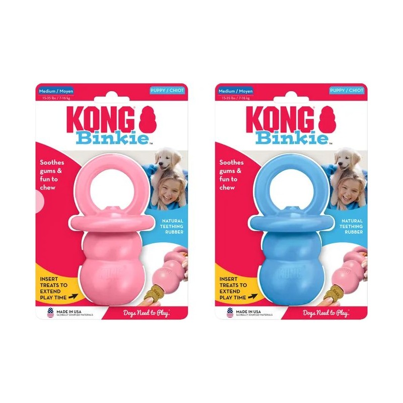 Kong Puppy Binkie Rose ou bleu S - Kong