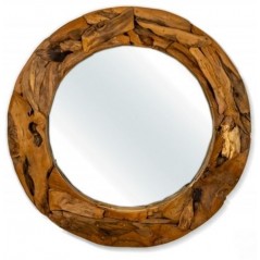 Miroir En Bois Teck Rond 100cmx7cm - Giganterra à 169,95 € - Giganterra - G02-03099 - Décoration naturelle