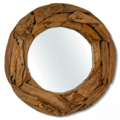 Miroir En Bois Teck Rond 60cmx7cm - Giganterra à 79,95 € - Giganterra - G02-03097 - Décoration naturelle