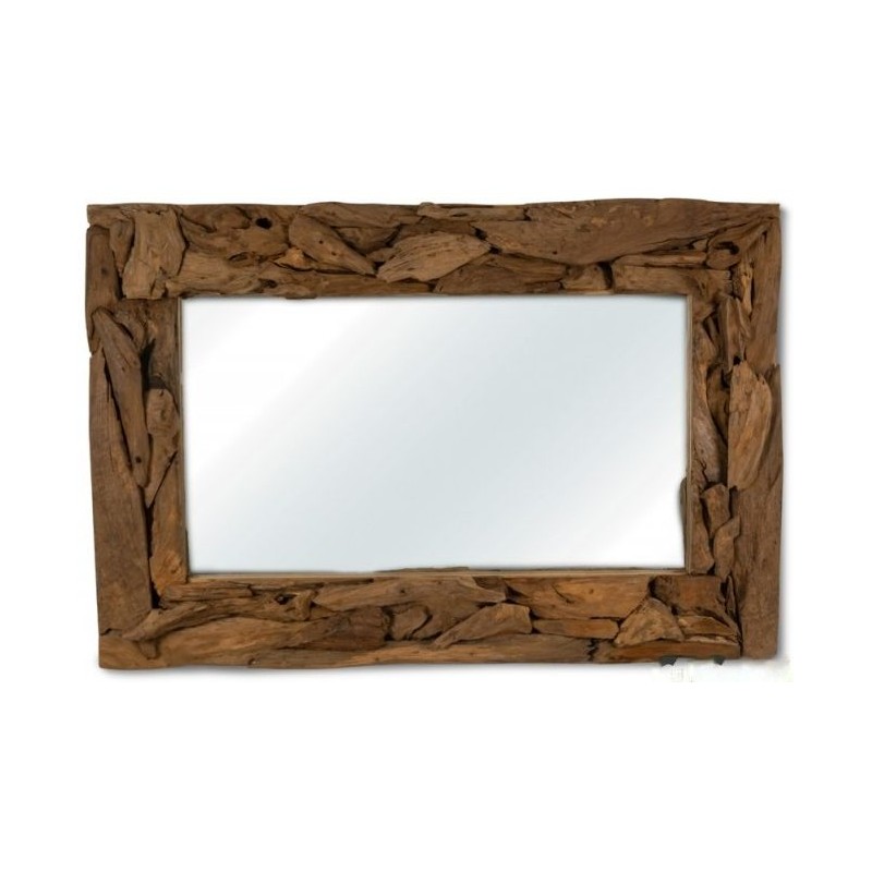 Miroir En Bois Teck Rectangulaire 80x7x120cm - Giganterra