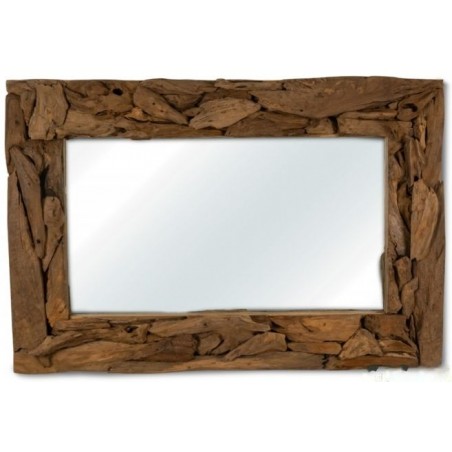 Miroir En Bois Teck Rectangulaire 80x7x120cm - Giganterra