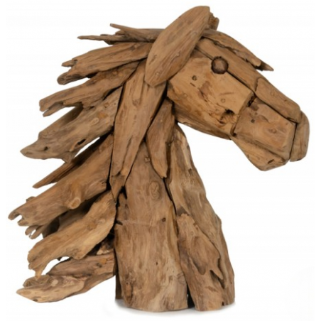 Tête De Cheval En Bois Teck 50x25x65cm - Giganterra à 129,85 € - Giganterra - G02-03091 - Décoration naturelle