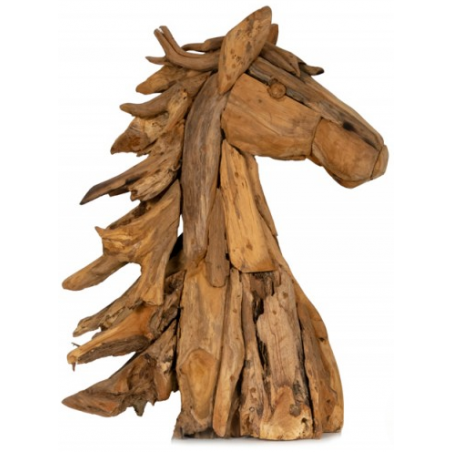 Tête De Cheval En Bois Teck 60x35x90cm - Giganterra à 199,85 € - Giganterra - G02-03090 - Décoration naturelle