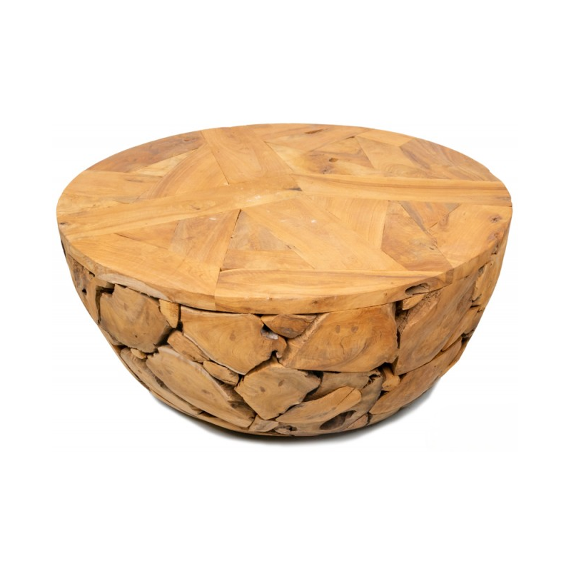 Table Basse En Bois Teck Demi Boule 100x45cm - Giganterra