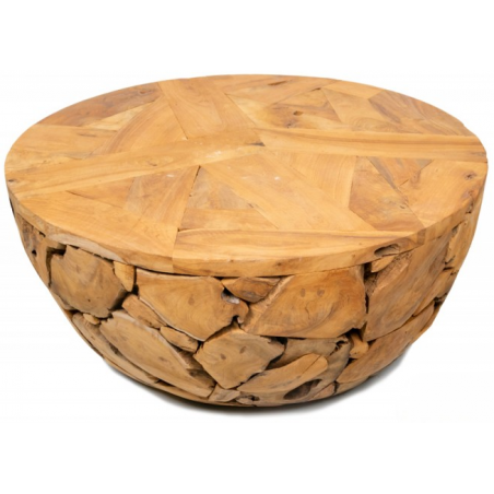 Table Basse En Bois Teck Demi Boule 100x45cm - Giganterra