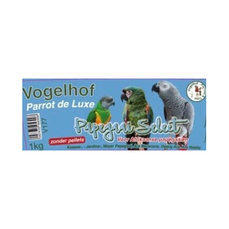 PAPEGAAI SELECT sans pellets - 1 kg à 11,95 € - Vogelhof - Parrots & Toys - 8720299817906 - Perroquets