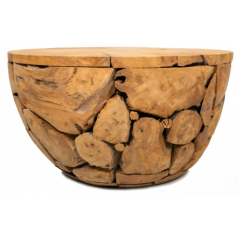 Table basse bois teck demi boule 80cmx45 cm - Giganterra à 339,95 € - Giganterra - G02-03103 - Décoration naturelle